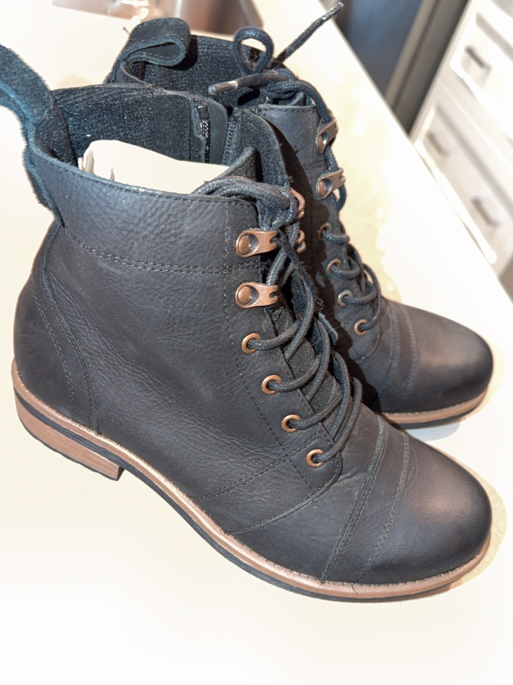 Denver Hayes Black Lace-Up Women's Ankle Boots - Modern Combat Style NWT Size 9